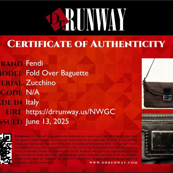 Authentic Vintage Fendi Zucchino Baguette w/ COA Brown / Black w/ Gunmetal Gray - Picture 2 of 14